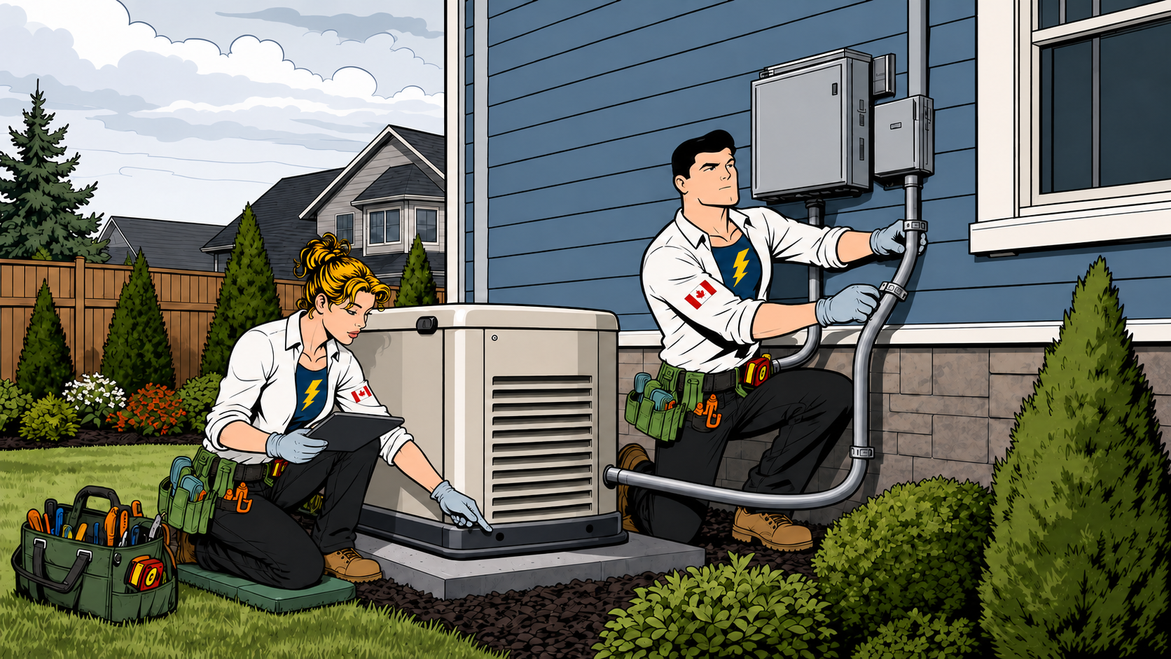 Illustrated generator scene