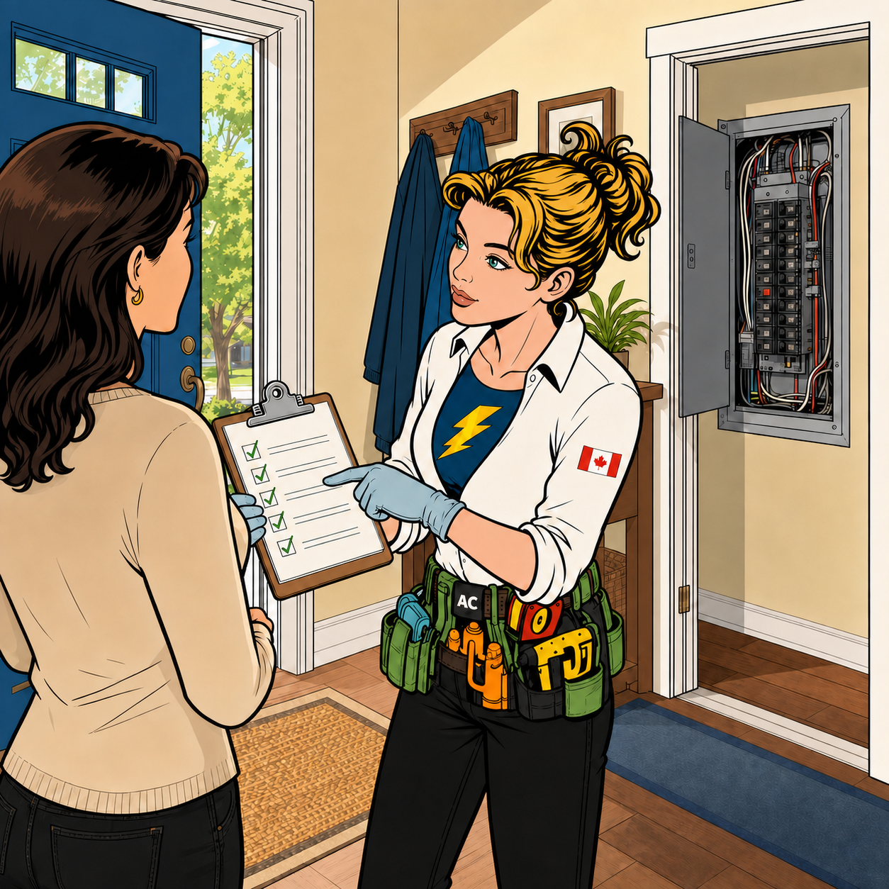 Illustrated safety check scene